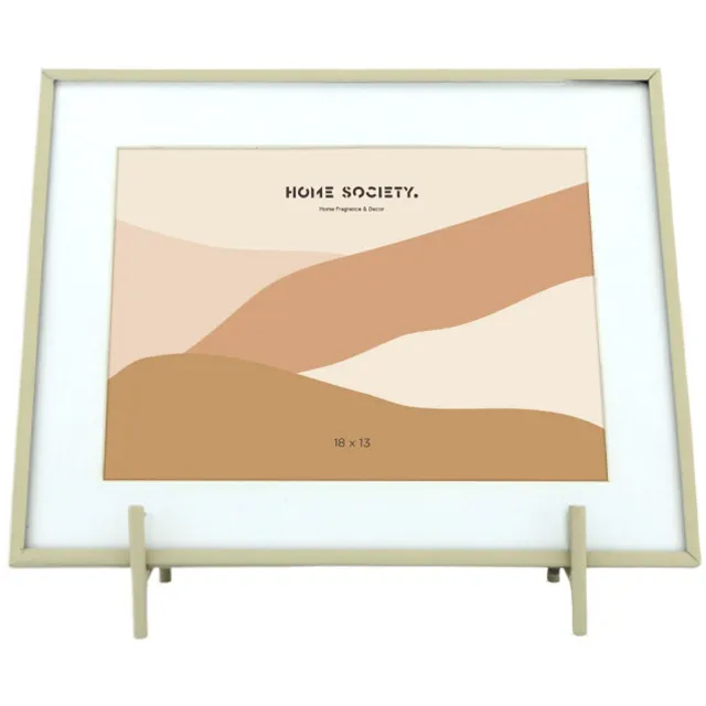 Home Society Fotolijst - Nami - Beige - Metaal & Glas - Voor foto 18x13cm - Staande Fotolijst - Trendy Woondecoratie