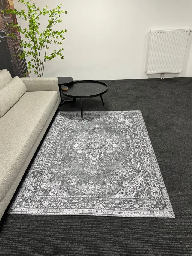 Floortraders Vintage vloerkleed - karpet - carpet - Anthraciet - 160 x 230 cm