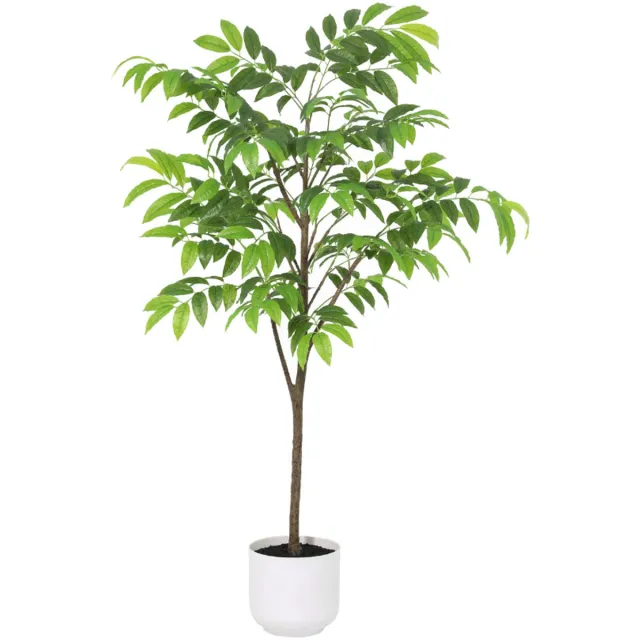 Trendyplants Kunst Tropical Plant Including White Pot - Tropische Plant - Kunstplant - Hoogte 153cm - Potmaat Ø23cm