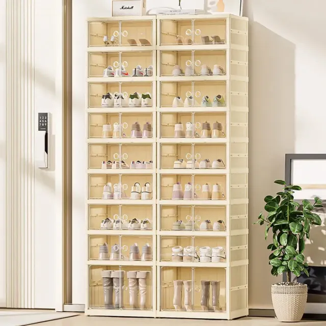 Furnestorica Schoenenkast Met Deuren - voor 18 Paar - Wit - Ruim Schoenenrek voor Opslag – Opbergsysteem - Ideaal voor Organisatie - Stijlvol en Compact Design