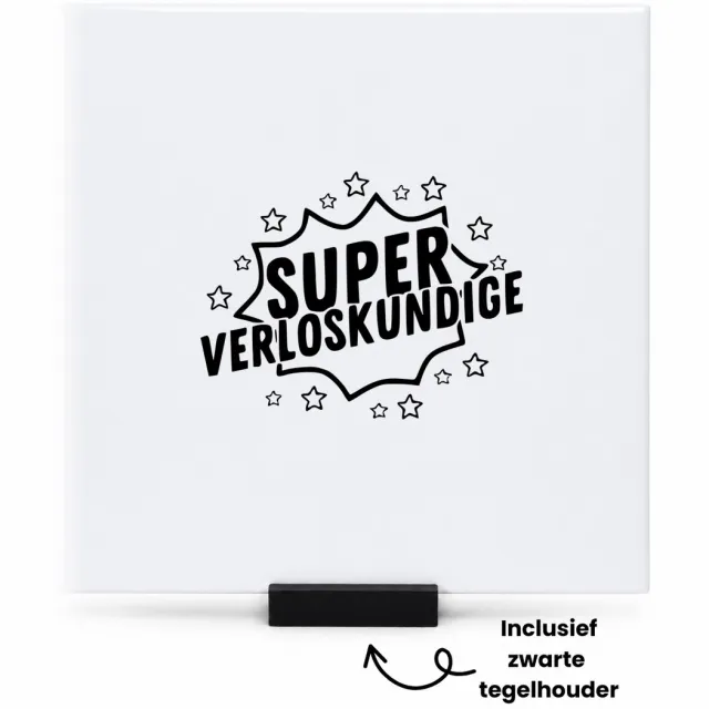 Hacebo Super verloskundige tegeltje met tegelhouder - Verpleegkundige - Verplegers medisch personeel - tegeltjes met tekst - Collega - Cadeau - spreuktegels - 15x15 CM Wit