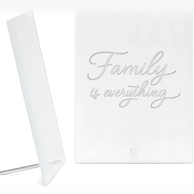 Mr Cadeautjes Glazen fotopaneel Persoonlijke liefdevolle titel in een rustige, minimalistisc - 15 x 20 cm, staand - glas, decoratie, wanddecoratie | cadeau Wit