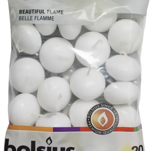 Bolsius Drijfkaarsen - Ø4,5 cm - 20 stuks per verpakking - Wit
