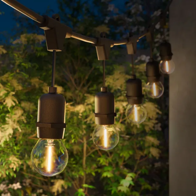 LEDVION Lichtsnoer Buiten 25M - 25 Zilveren E27 LED Lampen - IP65 Waterdicht - 2100K - Warm Wit - Sfeerverlichting Tuinverlichting
