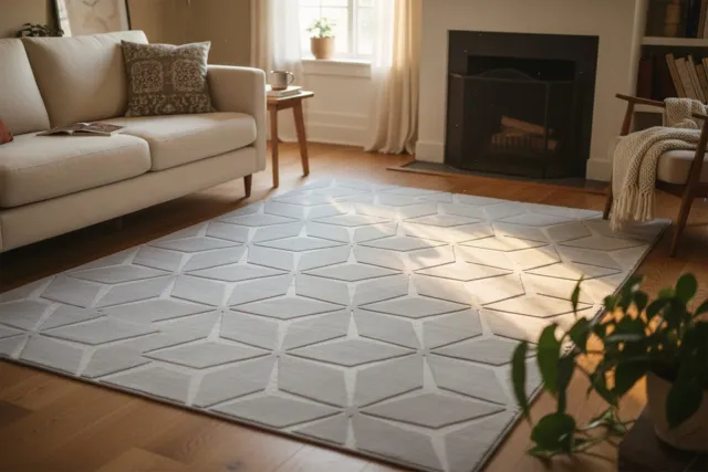 Padiro design laagpolig vloerkleed 80 x 150 cm - lichtgrijs - modern geometrisch patroon - voor vloerverwarming - van polyester en katoen