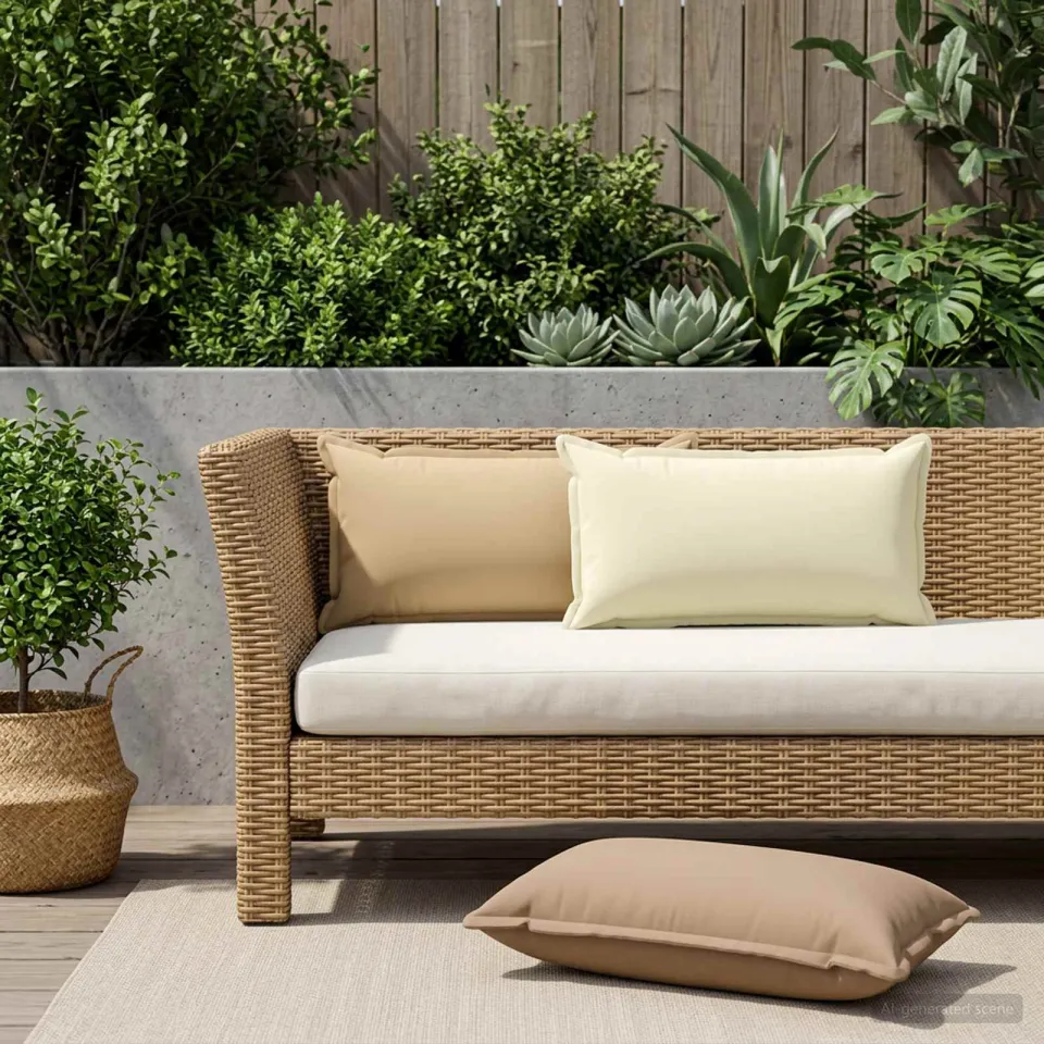 vidaXL Plaid kussen 2 st HOUTEN Beige 40 x 70 cm Polyester, foto 2
