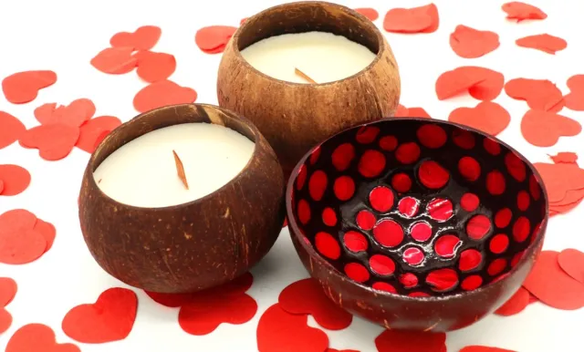 Cocohana Cadeauset – 1 Kokosnootkom & 2 Geurkaarsen Vanille & Lavendel – Handgemaakt & Duurzaam – Perfect Kerstcadeau, Secret Santa & Cadeau voor de Feestdagen