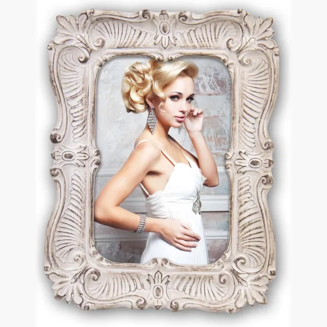 Zep Klassieke Fotolijst Couvin Kunsthars voor foto formaat 10x15 - EH5546 Wit;Bruin