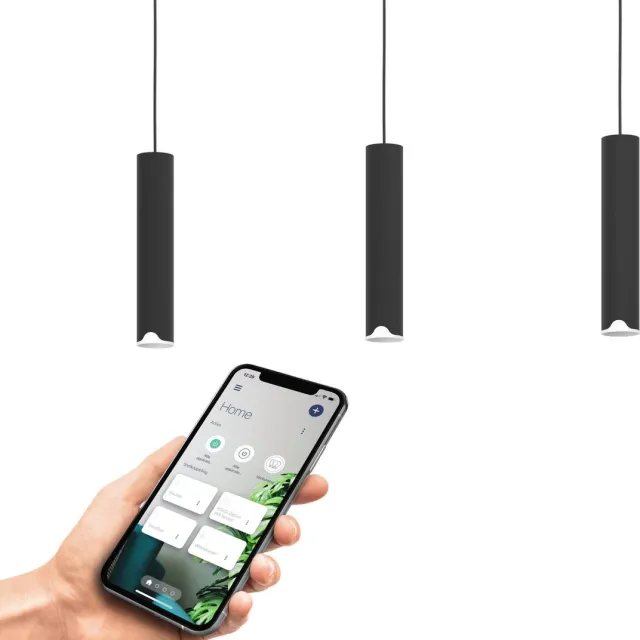 Eglo connect.z Balamorta-Z Smart Hanglamp - LED - 78 cm - Zwart/Wit - Instelbaar RGB & wit licht - Dimbaar - Zigbee