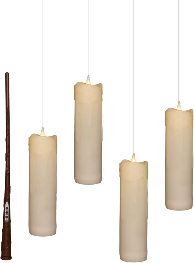 Anna's Collection Zwevende LED kaarsen - wit - 4x stuks - magische toverstaf - afstandsbediening - 18 x 5 cm