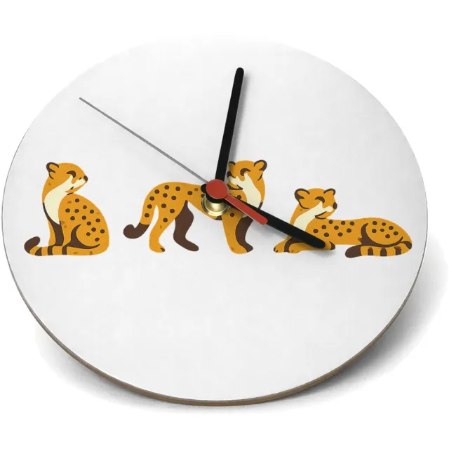 Mr Cadeautjes Klok rond Ø 19 - design Een rustige reeks kleine dieren in verschillende poses met v | cadeau Wit