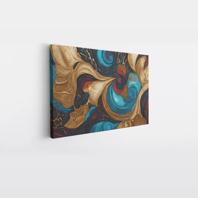 Saammp Canvas Schilderij - Gekleurd patroon - Abstract kunstwerk - 70x50 - Foto op canvas - Wanddecoratie - Muurdecoratie Woonkamer - Slaapkamer decoratie - Canvas Print Multicolor
