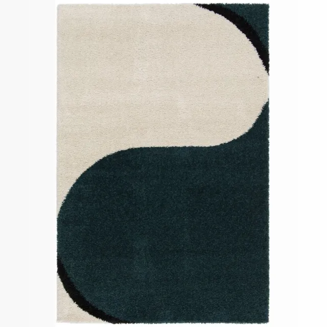Paon Brillant Hoogpolig vloerkleed - Mirage Éclipse petrol 160x230