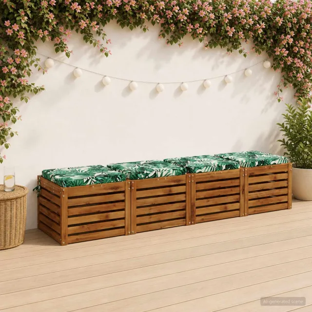 vidaXL Zitkussens SOEST 4 st 100% Polyester Bladpatroon 40 x 40 x 5 cm Groen