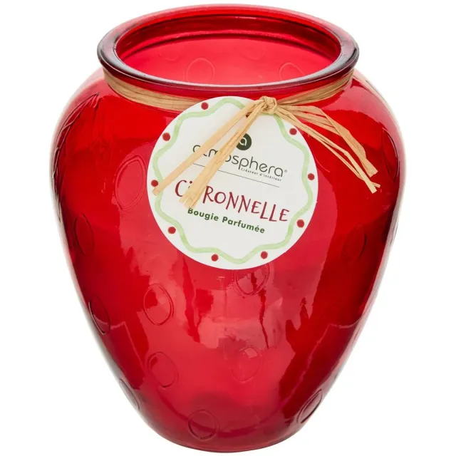 Atmosphera Créateur d'intérieur® Geurkaars met citroengras, 550 g, in een gekleurd glazen potje FRUITY Rouge