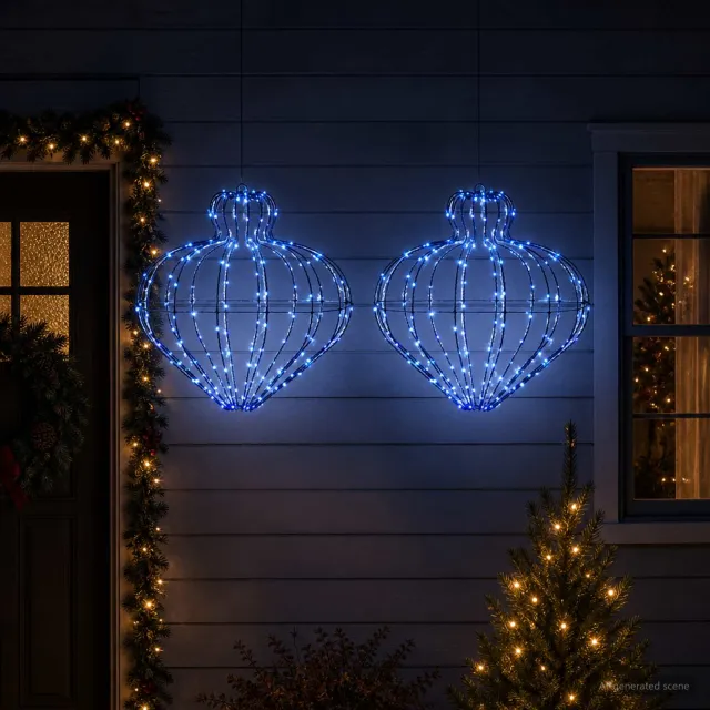 vidaXL Kerst Finial Licht 2 st 384 LED's Blauw Dia. 40 x 40 cm