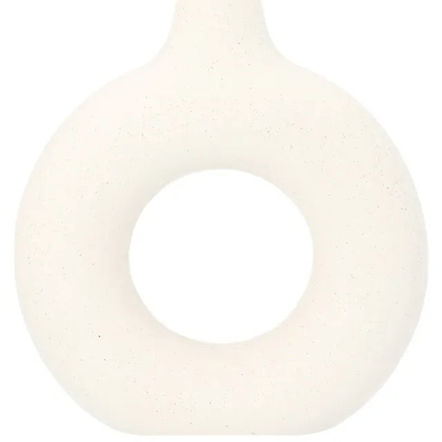 QUVIO Donutvaas - Rond - Keramiek - Gebroken wit