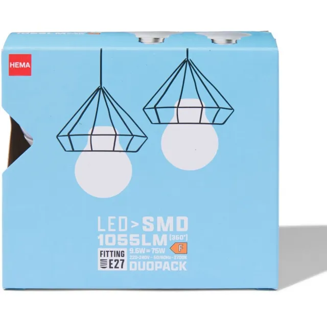 HEMA Led peer smd E27 6.5W 1055lm - 2 stuks
