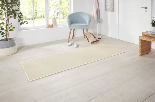 flycarpets Loper Laagpolig Effen Uni Vloerkleed - Nasty - Creme 80x150 cm