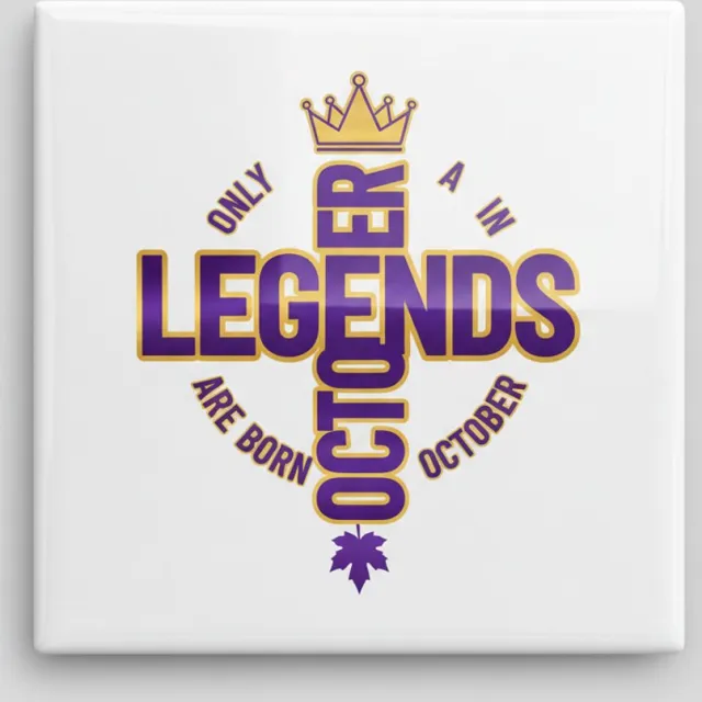Nevolis “Only Legends Are Born in October” Decoratieve Verjaardagstegel – Uniek Keramisch Cadeau – 15×15 cm Multi Color