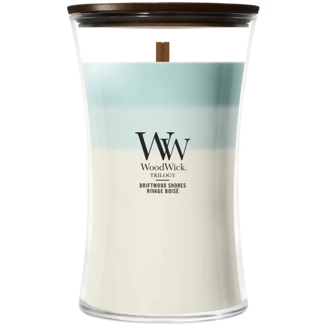 Woodwick Hourglass - Trilogy Driftwood Shores - Large Geurkaars - 130 branduren meerkleurig