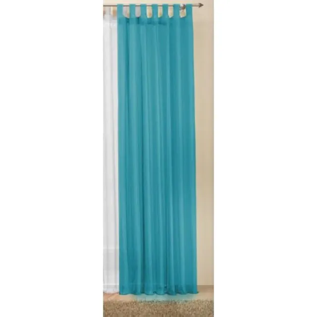 Unyqoos Transparant turquoise voilegordijn met lussen en plooiband voor elk interieur