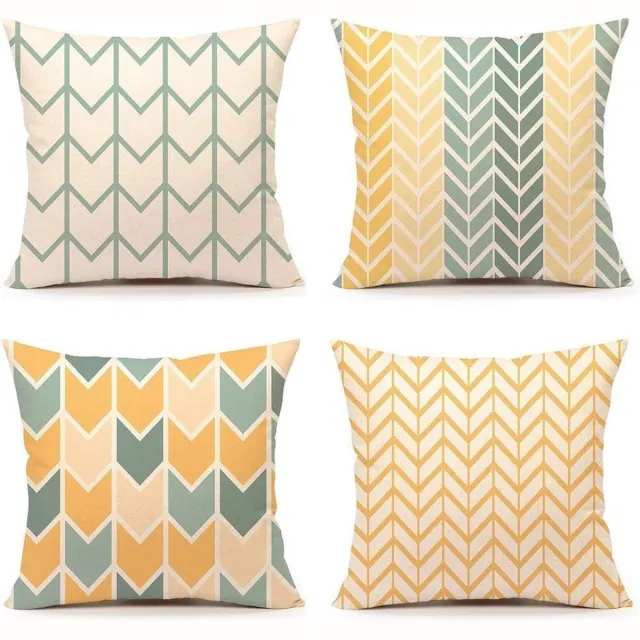 TIDWIACE Set van 4 decoratieve buitenkussens voor bank, woonkamer, slaapkamer, stoel, bed, tuin, sierkussen, oranje-geel, 50 x 50 cm