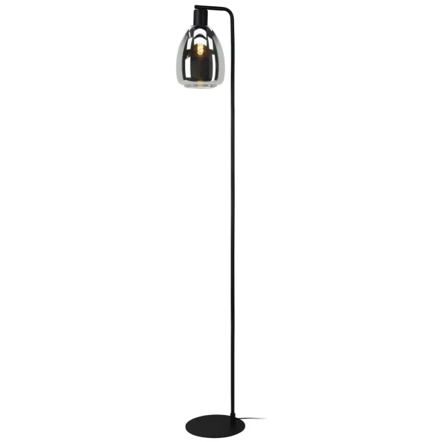 EGLO Chelvey Vloerlamp - E27 - 150,5 cm - Rookglas Zwart;Zwart-Transparant;