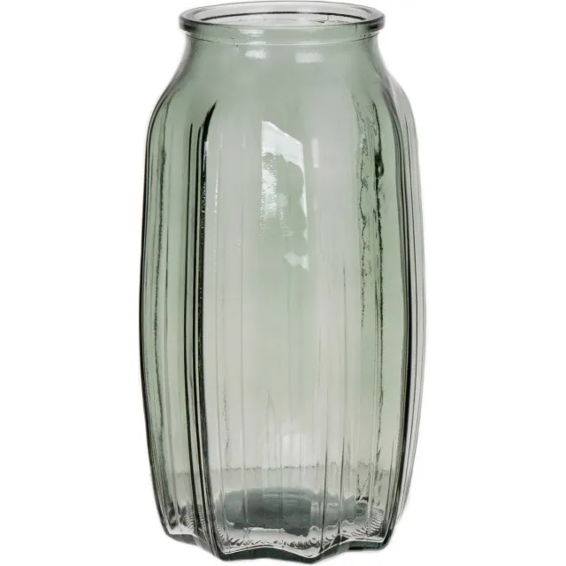 Bellatio Design Bloemenvaas - lichtgroen - transparant glas - 12 x 22 cm - vaas