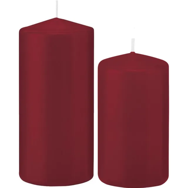 Trend Candles Stompkaarsen set 4x stuks bordeaux rood 12 en 15 cm