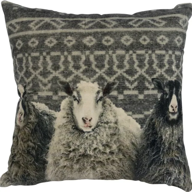 Mars & More Fluweel schaap - sierkussen - 45 x 45 x 15 cm Multi