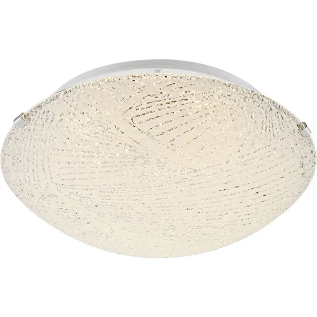 Globo Plafondlamp Woonkamerlamp Slaapkamerlamp Ganglamp, metaal patroon glas wit gesatineerd, 1x LED 8W 600Lm warm wit, DxH 25x9.5cm