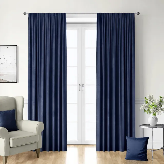 abcfirany.pl Merkloze Velvet Gordijn 140x280cm Donkerblauw - 70% Verduisterend