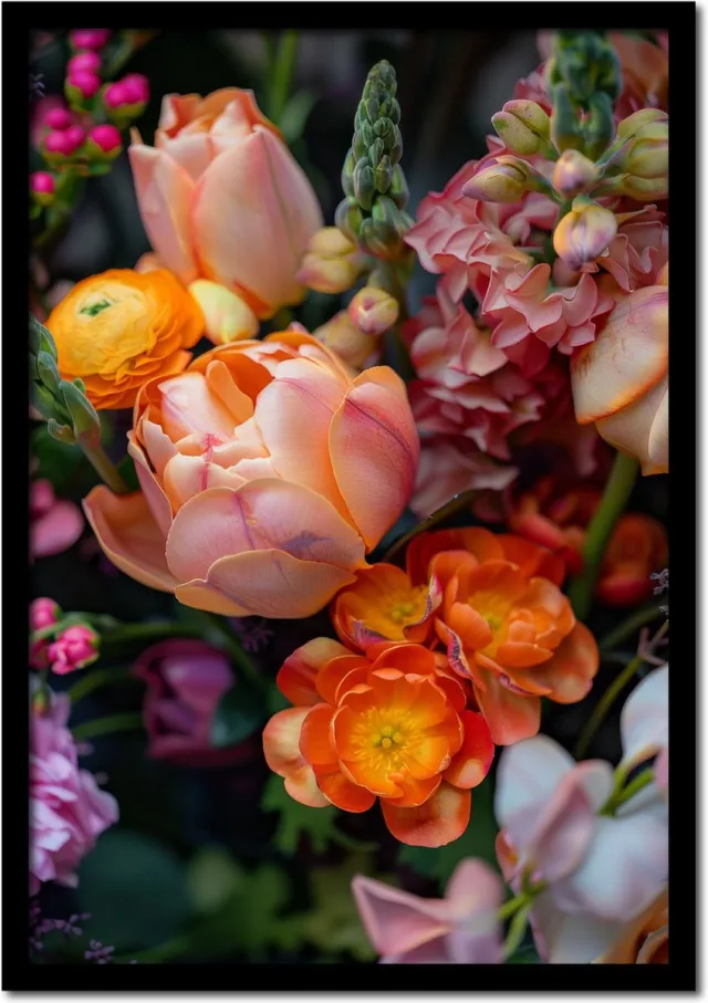 Plakkers Poster verschillende bloemen en kleuren - 21cm x 30cm a4 - vintage - woonkamer - slaapkamer - bloemen posters - goedkoop - muurposter - natuur - wanddecoratie Full-colour