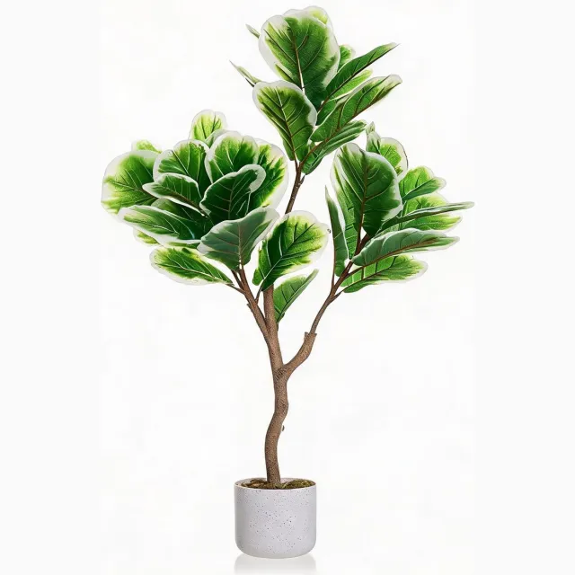Danky 100cm luxe levensechte vijgenbladboom PEVA met pot - duurzame tropische decoratieplant voor luxe interieur en commerciële ruimtes Groen