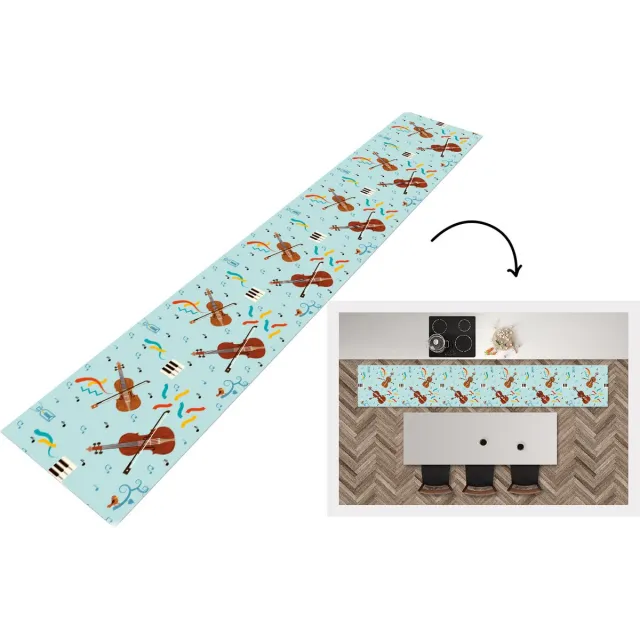 KitchenYeah Keukenloper - Keukenmat - Muziek - Cello - Noten - Keuken vloerkleed Multicolor