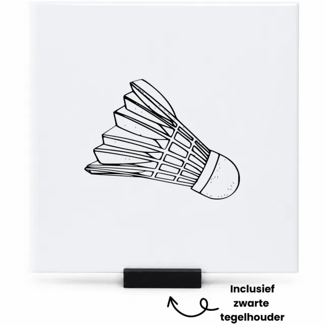 Hacebo Badminton tegeltje met tegelhouder - Badminton - Badmintonner - tegeltjes met tekst - Leuk kado voor iemand die van badminton houd - spreuktegels - 15x15 CM Wit