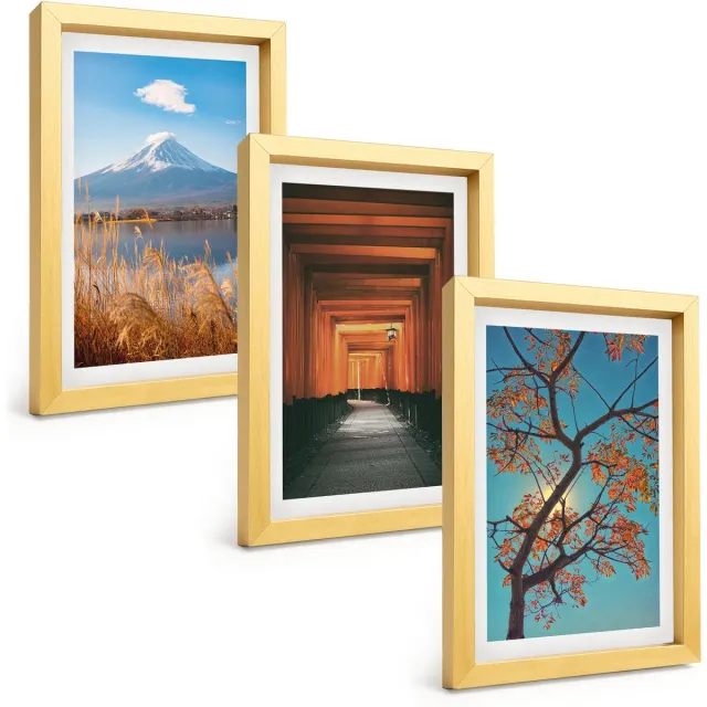 TULUP 4-Delige Schilderij Set - Japanse landschappen, natuur en architectuur van Azië - 20 x 30 cm - Decoratieve Schilderijen - Wanddecoratie - Hal - Interieur Decoratie Gouden lijst