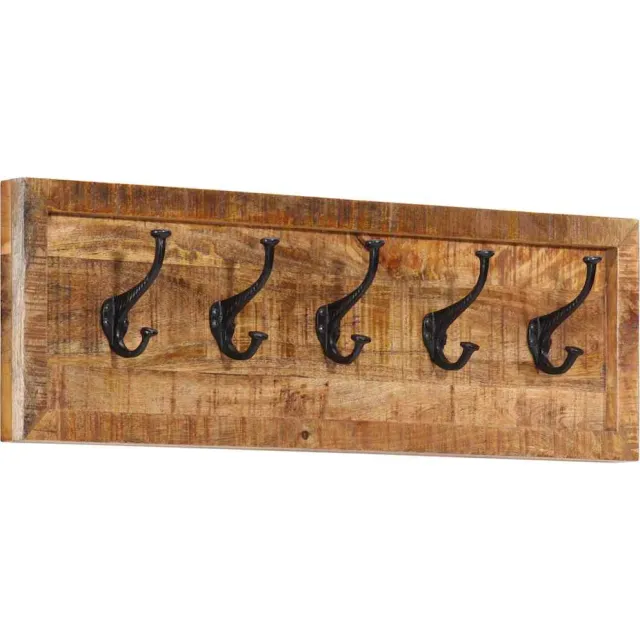 vidaXL Wandkapstok met 5 haken massief mangohout bruin