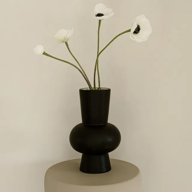 Indore Home Vaas Ann - Medium - Zwarte Vaas - Bloemenvaas - Woonkamer decoratie - 21cm - Bol Vaas