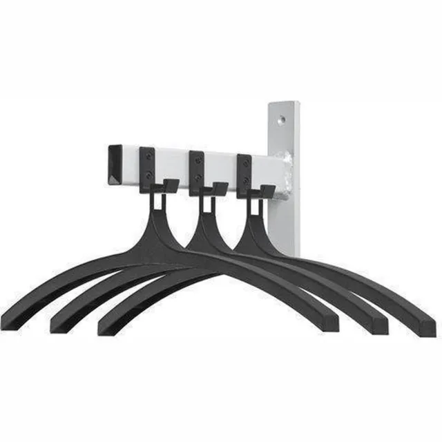 V-Part Wandgarderobe HIQ 3 hangers - Steel Plastic - zwart, aluminiumgrijs - Kapstok