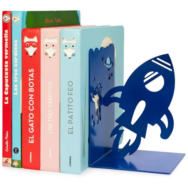 Balvi Boekensteun Raket - Origineel ontwerp - 1 stuk - Metaal - 16x11x10 cm Blauw