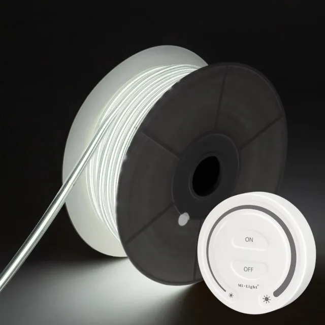 DiamantLED COB LED Strip - Koud Wit 6500K - 20 Meter in één rol(1x 20meter) - 800Lumen per meter - 220V - Waterdicht(IP65) - Complete Set - Met Mi-Light(MiBoxer) Draadloze Touch Wandbediening(Wit)