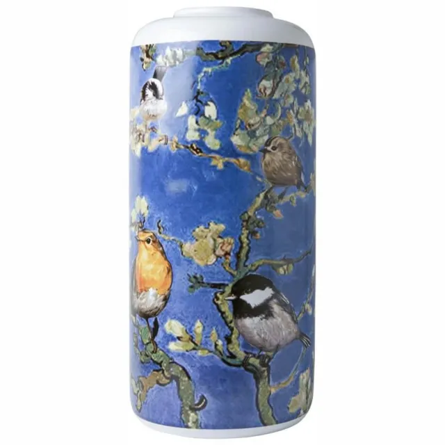 Heinen Delfts Blauw Cilindervaas Vogels van Van Gogh - Keramiek - 31 cm Multicolor