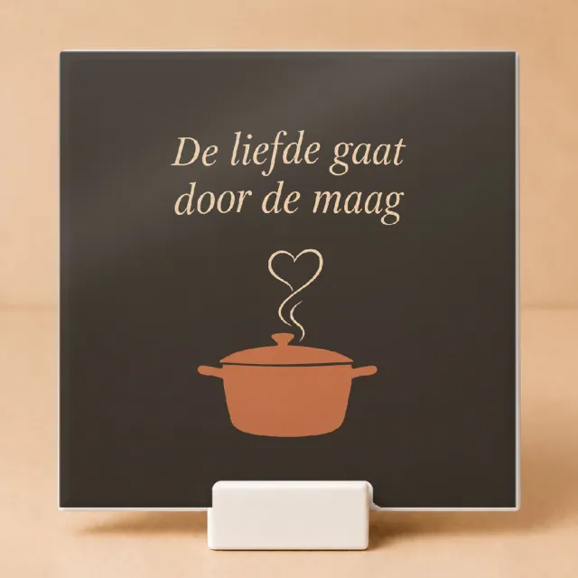 Bedruk King Vrolijke Oost West Thuis Bestek Tegel – Kleurrijke Wanddecoratie voor Gezellige Keukens en Woonkamers - 15 x 15 cm met houder Wit