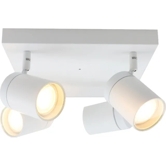 Olucia CIARA - Plafondlamp - Wit - 4L - Geschikt voor Badkamer - Vorm: Vierkant