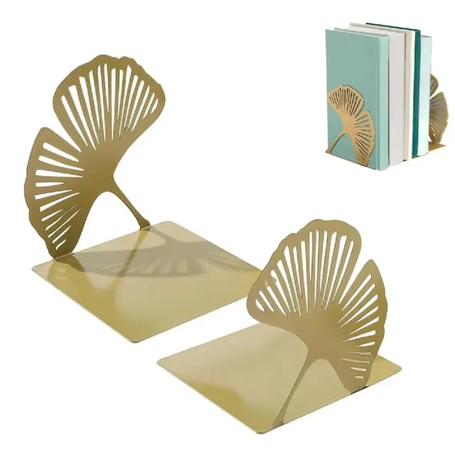 Ibenzoa Twee Metaal Boekensteunen, 12,5 x 12,5 x 12,5 cm - Stabiele Ondersteuning voor Boekenplanken goud