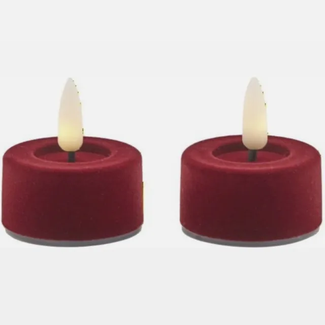 Sirius Sille Velvet LED Waxinelichtjes – Cherry Rood – Set van 2 - Kerst Cherry Rood - Waxinelichtje