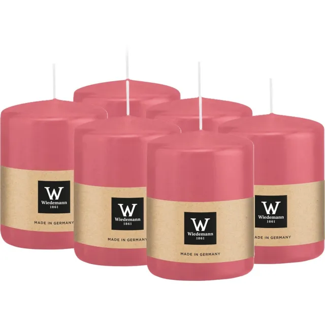 Wiedemann Cilinderkaars/stompkaars - 6x - roze - 6 x 8 cm - 29 branduren - zuilkaarsen
