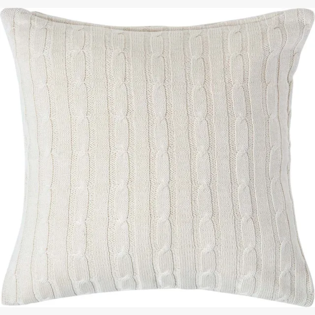 Homescapes kabelgebreide kussenhoes in crème, 100% katoen, 45 x 45 cm Creme